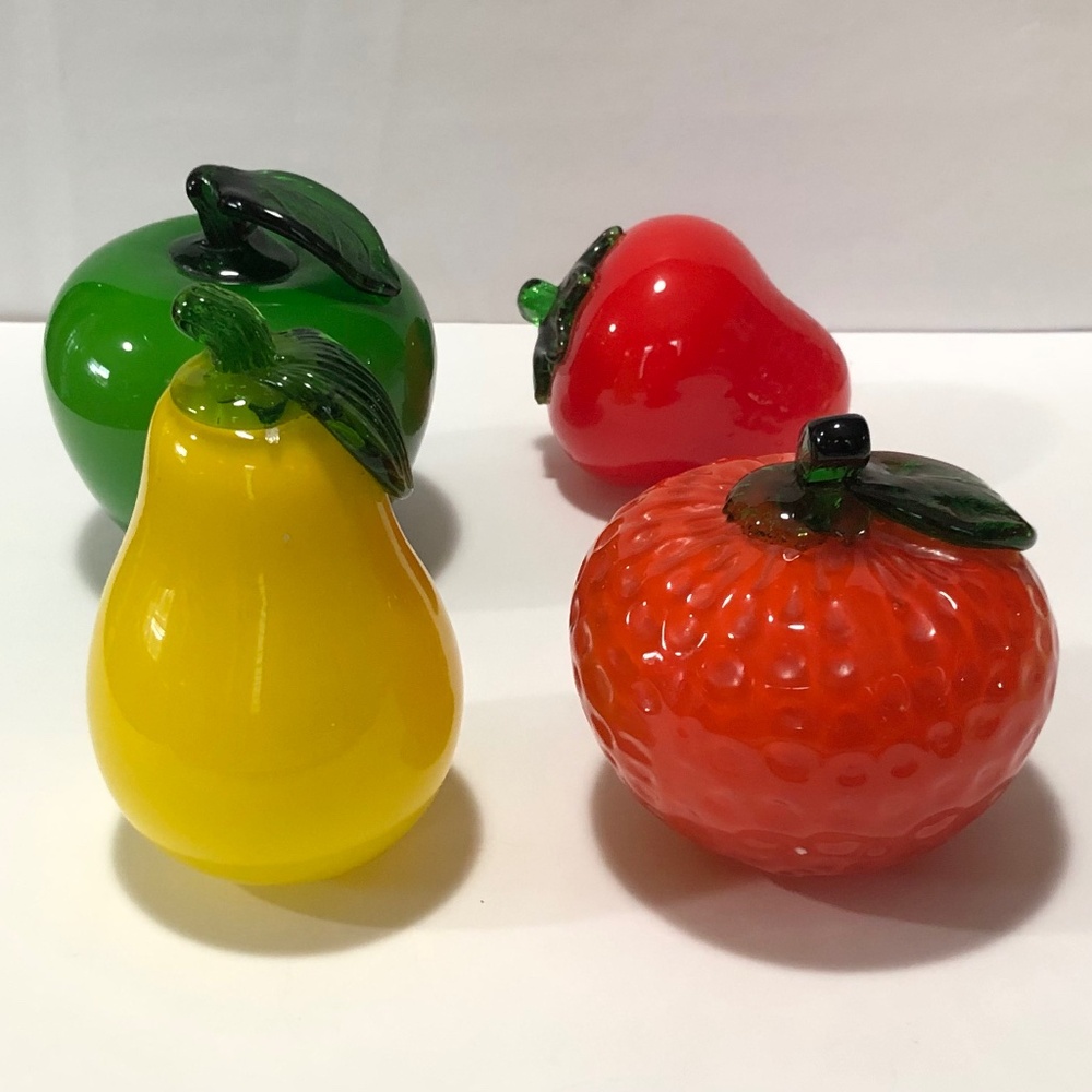 Murano Style Art Glass Fruit - Four Piece Bundle